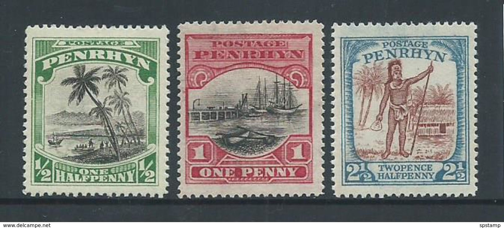 Penrhyn Island 1927 - 1929 Pictorials Set 3 MLH - Penrhyn