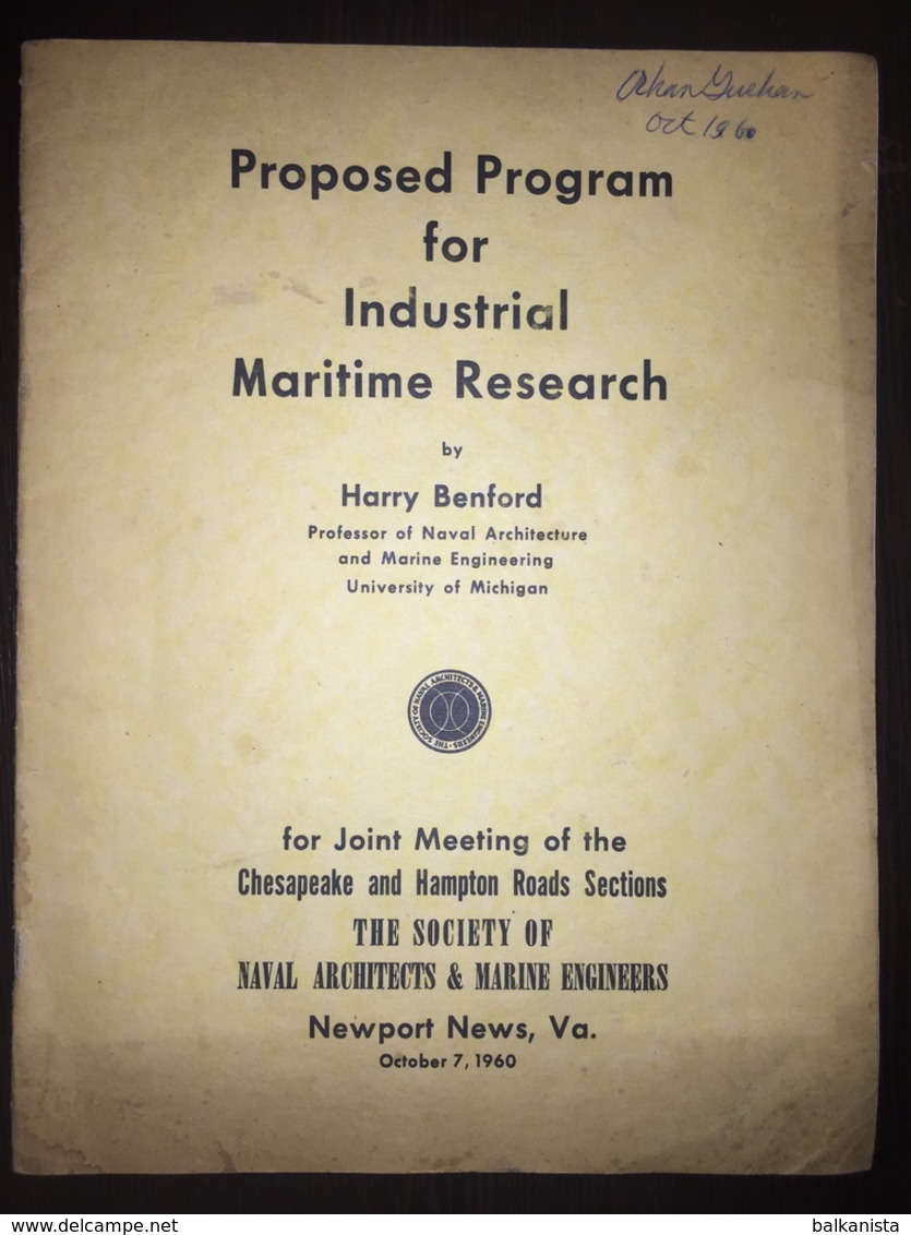 Naval Architecture - Proposed For Industrial Maritime Research Harry Benford - US-Force