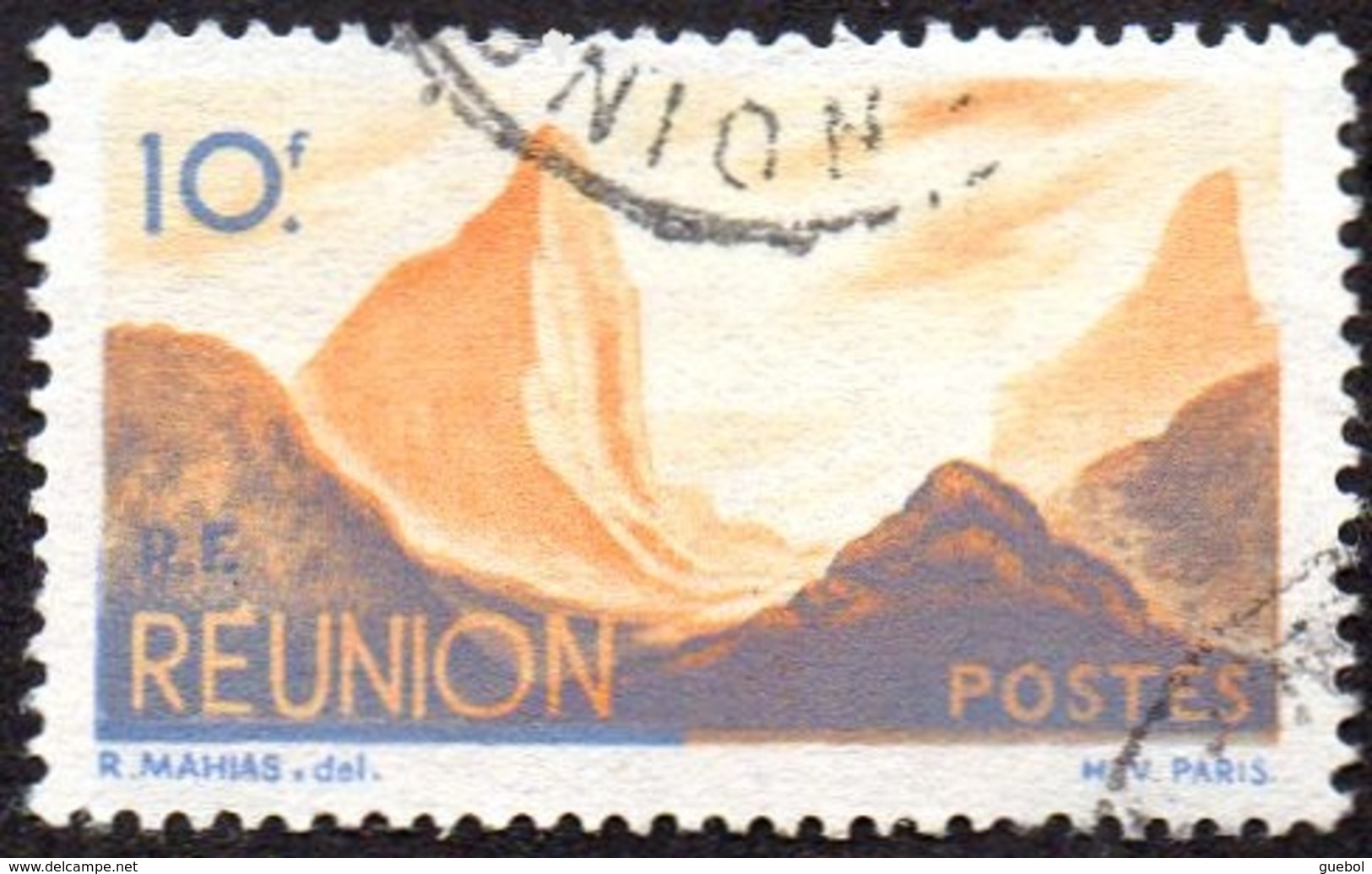 Réunion Obl. N° 277 - Détail De La Série émise En 1947 - 10f Bleu Et Orange - Oblitérés