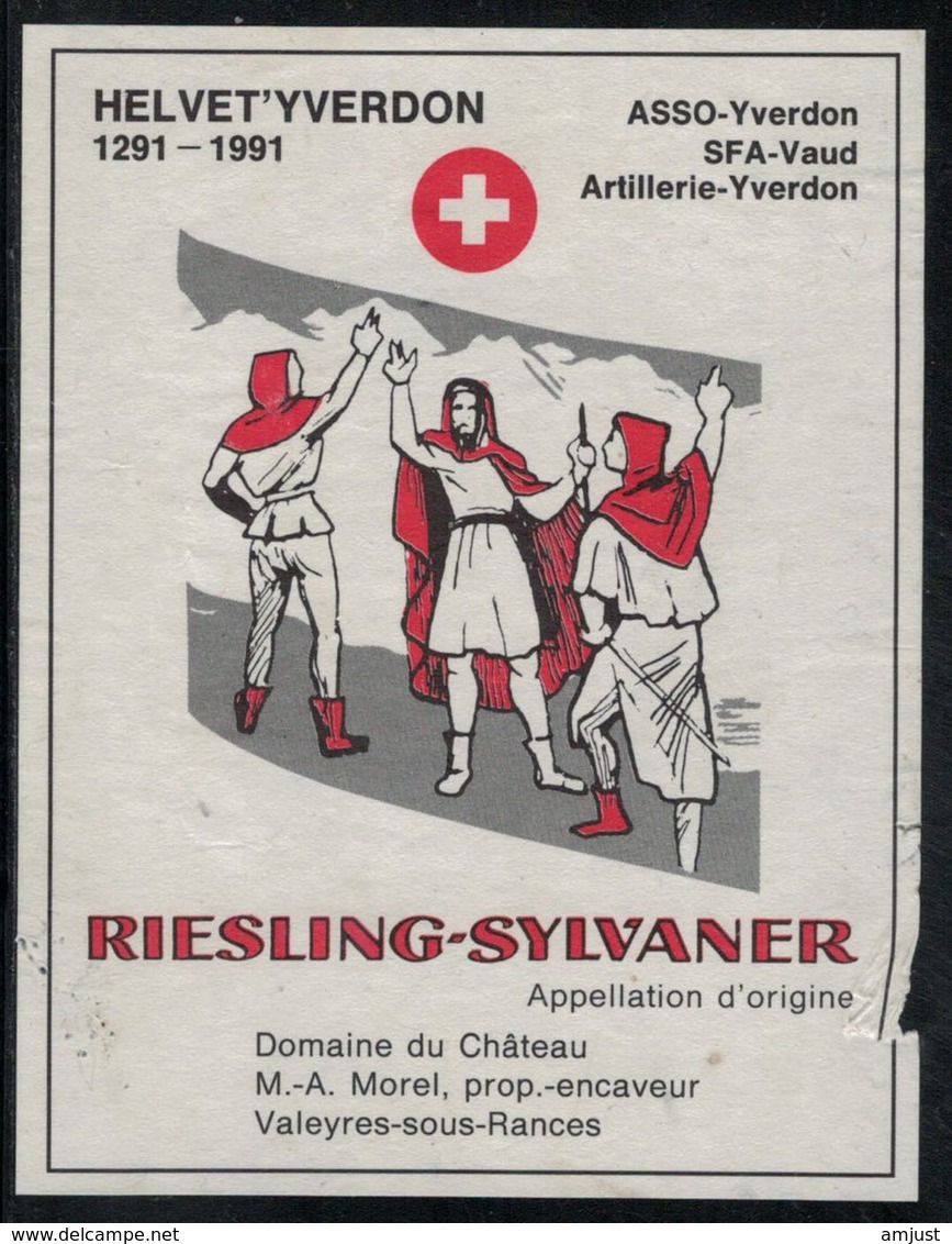 Etiquette De Vin // Riesling-Sylvaner, Helvet'Yverdon ASSO Yverdon - 700 Años De La Confederación Helvética