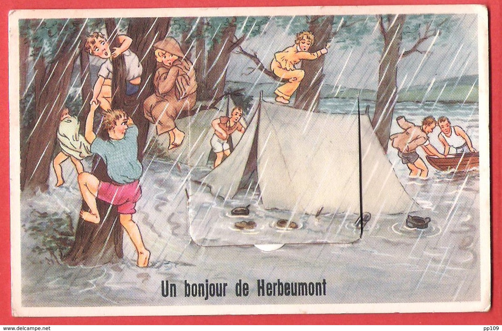 CP HERBEUMONT : Un Bonjour  De Herbeumont Tente, Inondation  Multivue (8 Vues) - Herbeumont