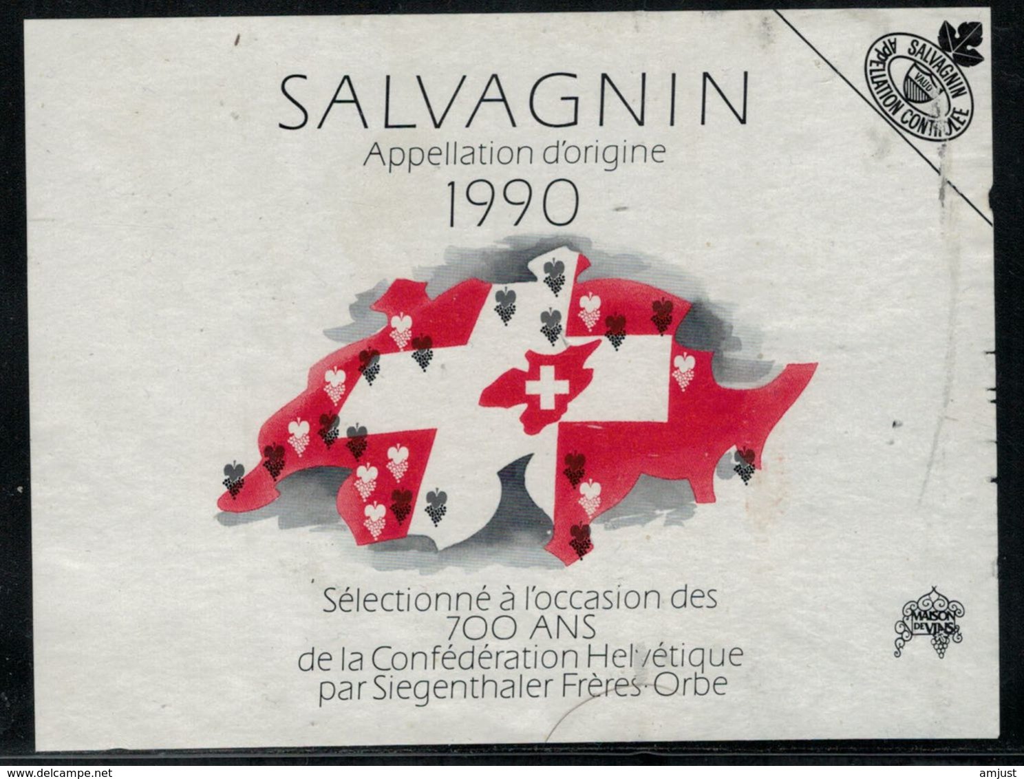 Etiquette De Vin // Salvagnin, Vin Du 700ème - 700ème De La Confédération Helvétique