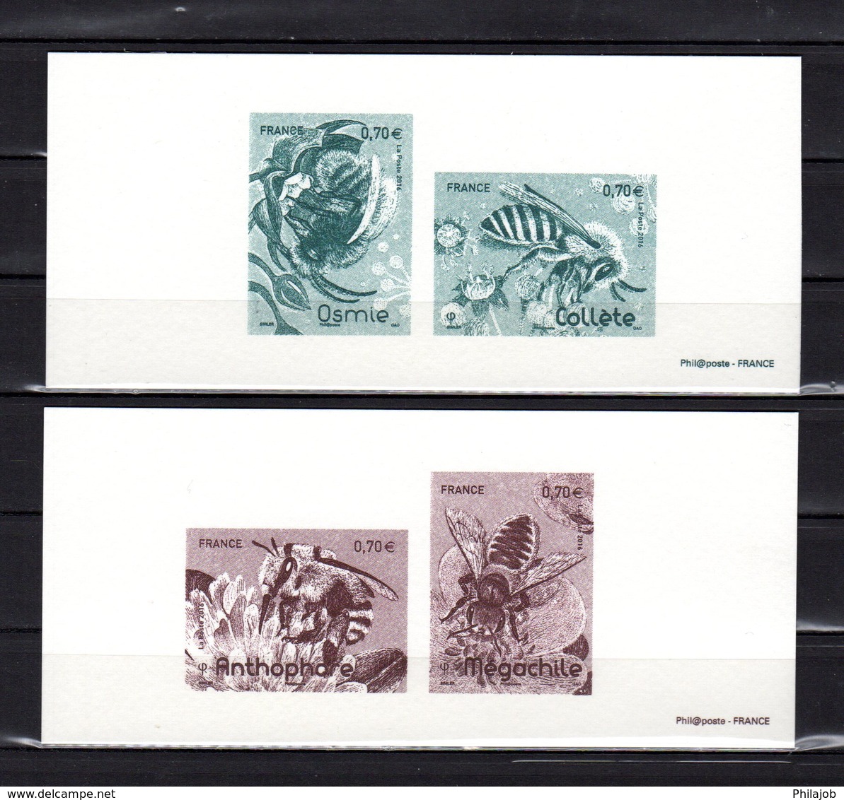 2016 " ABEILLES SOLITAIRES " Sur 2 Gravures Officielles. N° YT F5051 à F5054 En Parfait état ! - Documents De La Poste