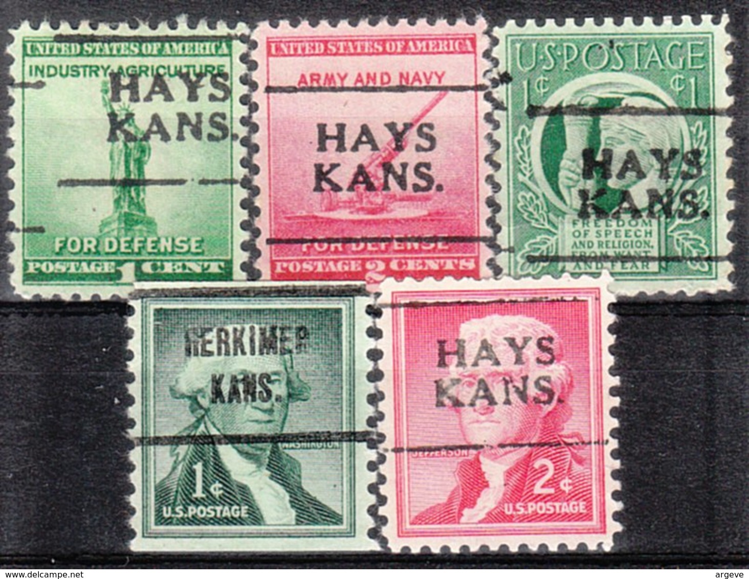 USA Precancel Vorausentwertung Preo, Locals Kansas, Hays 701, 5 Diff. - Vorausentwertungen