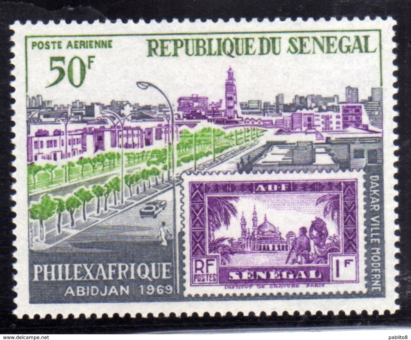 SENEGAL 1969 PHILEXAFRIQUE ISSUE BOULEVARD DAKAR 50f MNH - Senegal (1960-...)