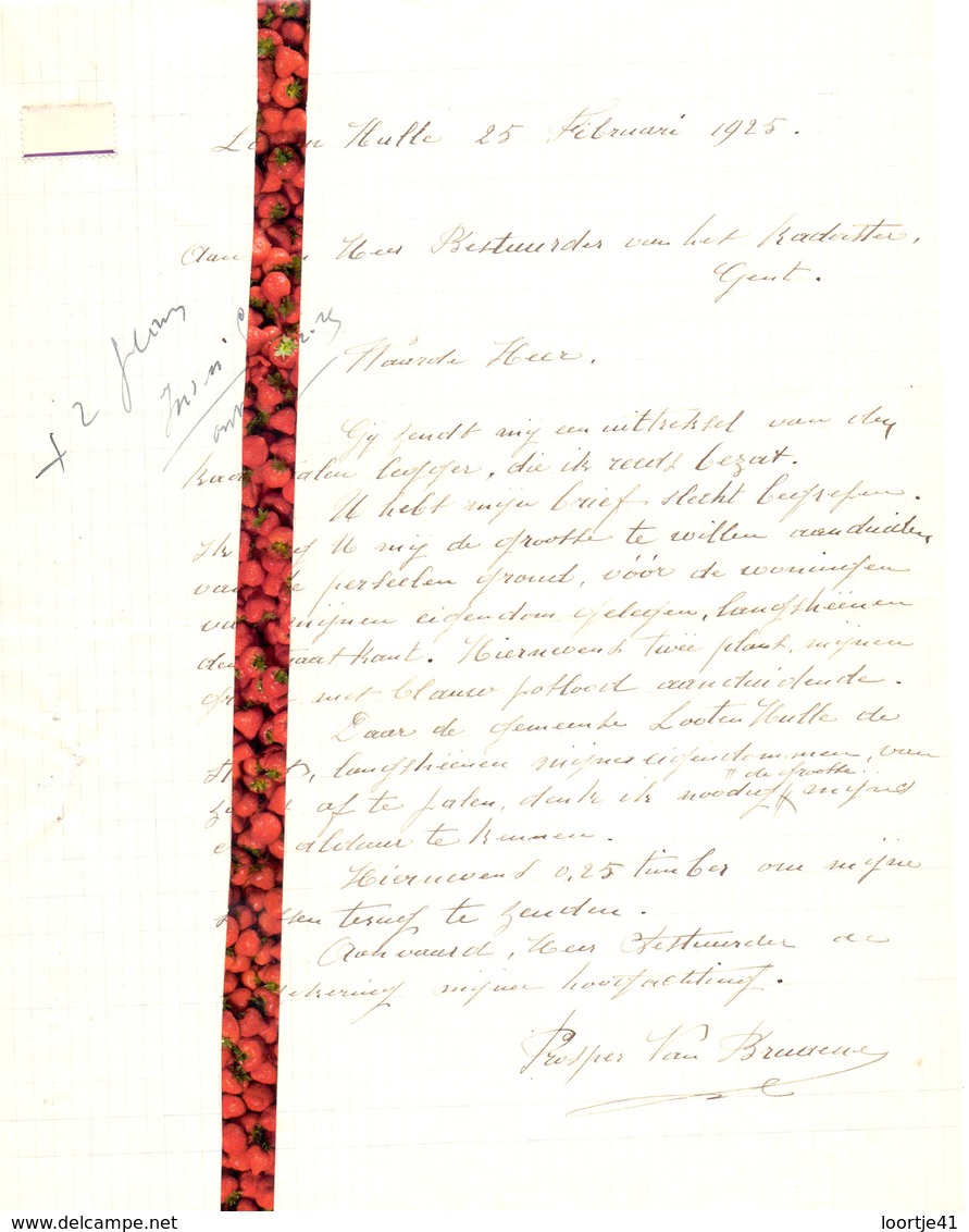 Brief Lettre - Prosper Van Bruaene Lotenhulle - Naar Kadaster 1925  + Brief Met Antwoord - Non Classés