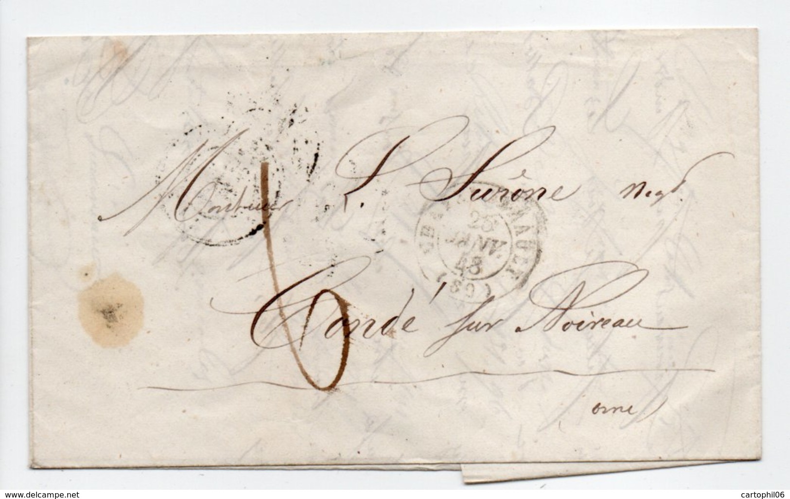 - Lettre Châtellerault Pour Condé-sur-Noireau (Orne / Calvados) 25.1.1848 - Taxe Manuscrite 6 Décimes - A ETUDIER - - 1801-1848: Précurseurs XIX