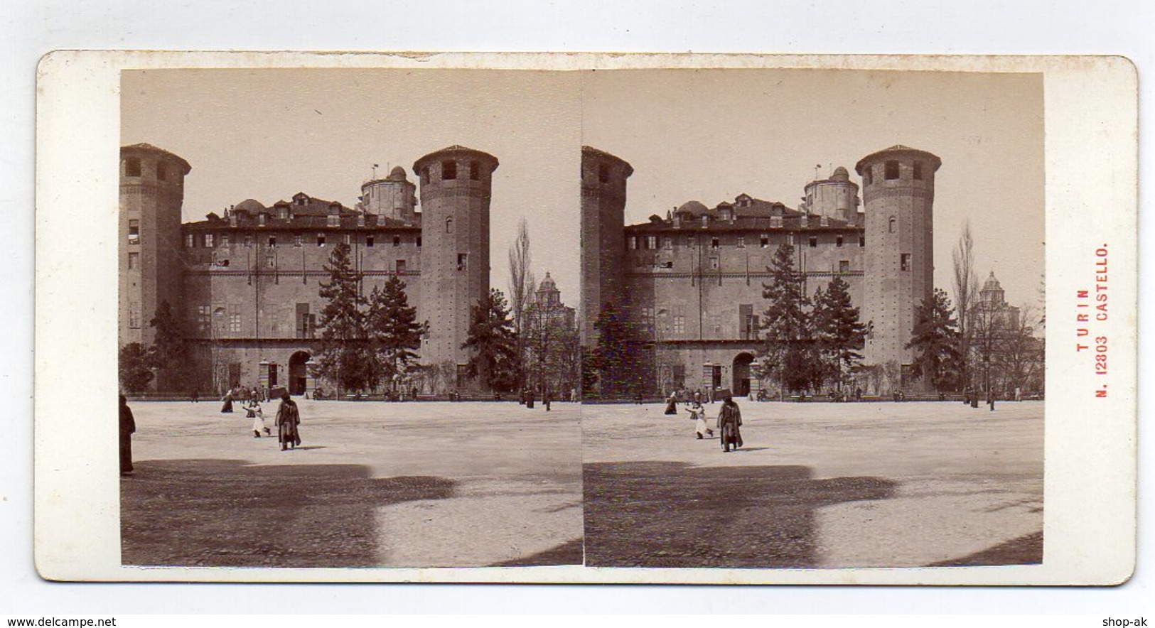 AK-1437/ Turin Castello Italien Stereofoto V Alois Beer ~ 1900 - Stereo-Photographie