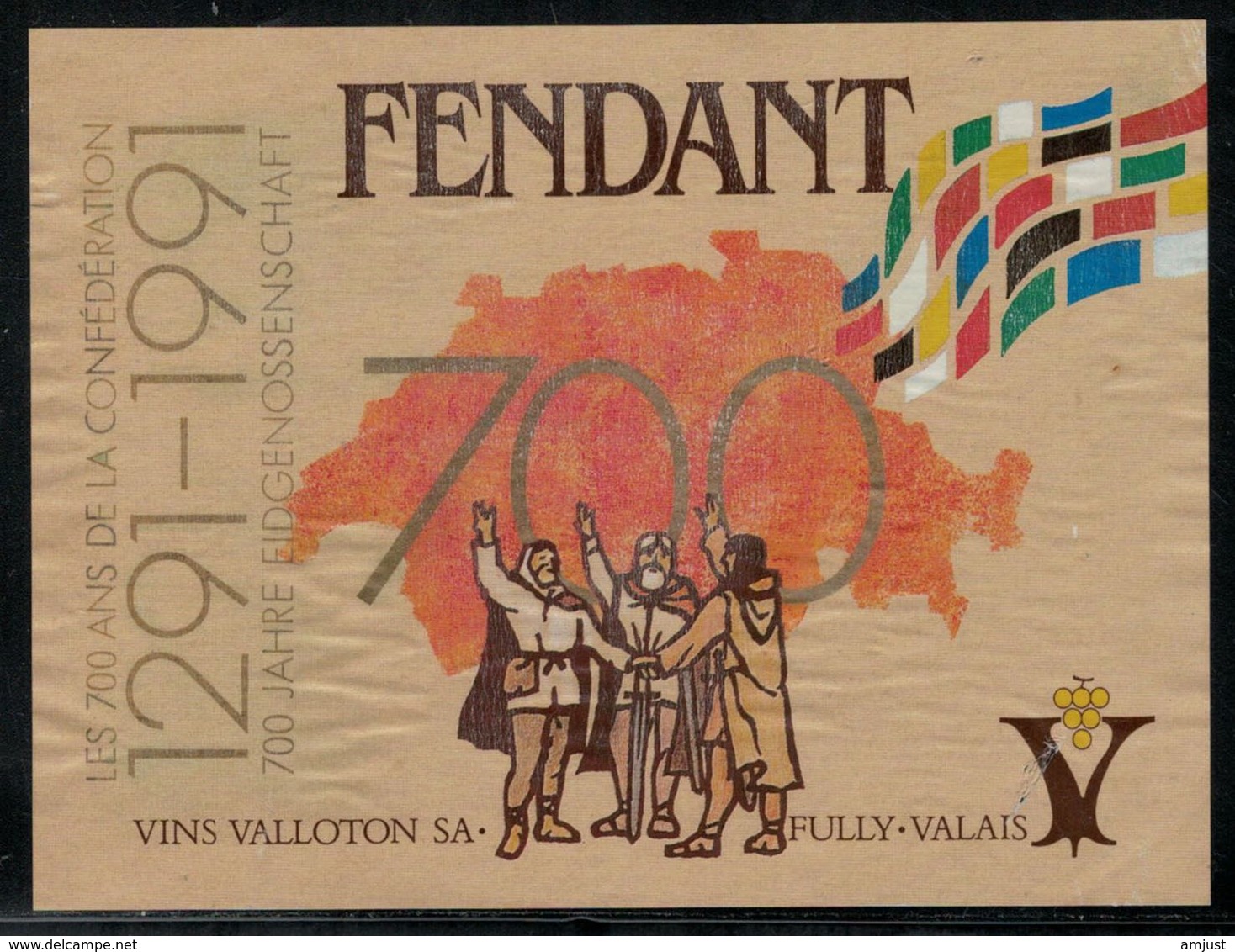 Etiquette De Vin // Fendant, Vin Du 700ème - 700 Years Of Swiss Confederation