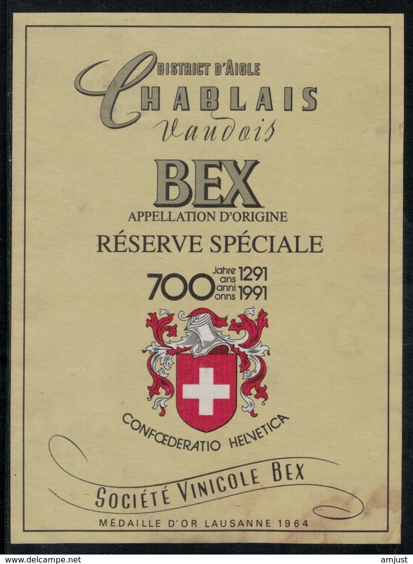 Etiquette De Vin // Bex, Vin Du 700ème - 700 Jahre Schweiz. Eidgenossenschaft