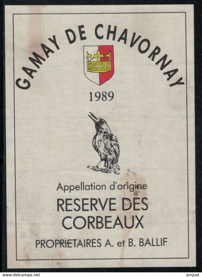 Etiquette De Vin // Gamay De Chavornay, Réserve Des Corbeaux - Plumes