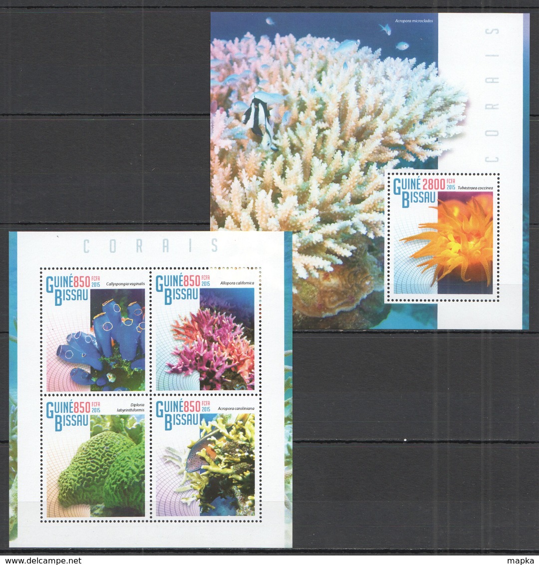 VV689 2015 GUINE GUINEA-BISSAU MARINE LIFE CORALS CORAIS KB+BL MNH - Maritiem Leven