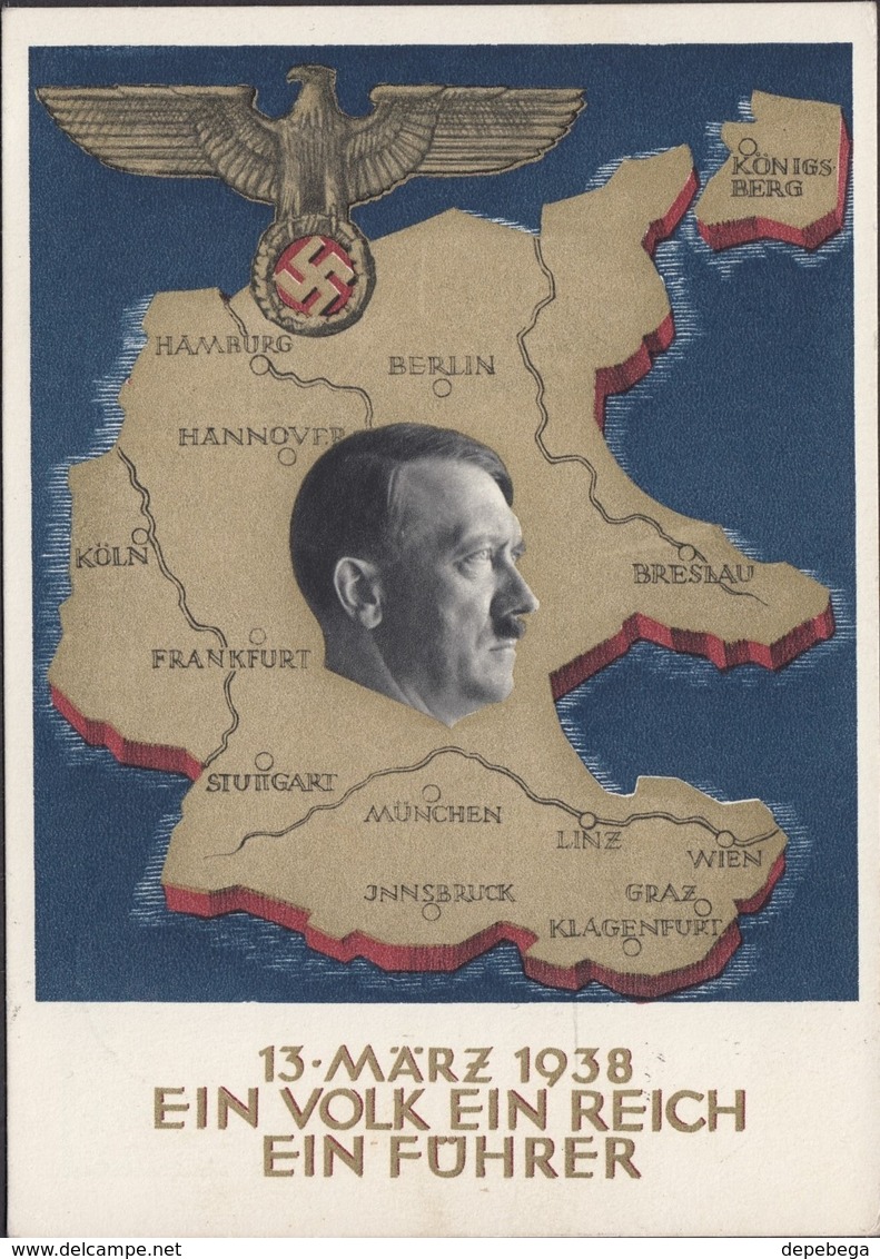 Adolf H. Stationery Postcard (P 268),'Ein Volk Ein Reich Ein Führer! Annexation Of Austria. BREMEN 25.5.1938. - Brieven En Documenten