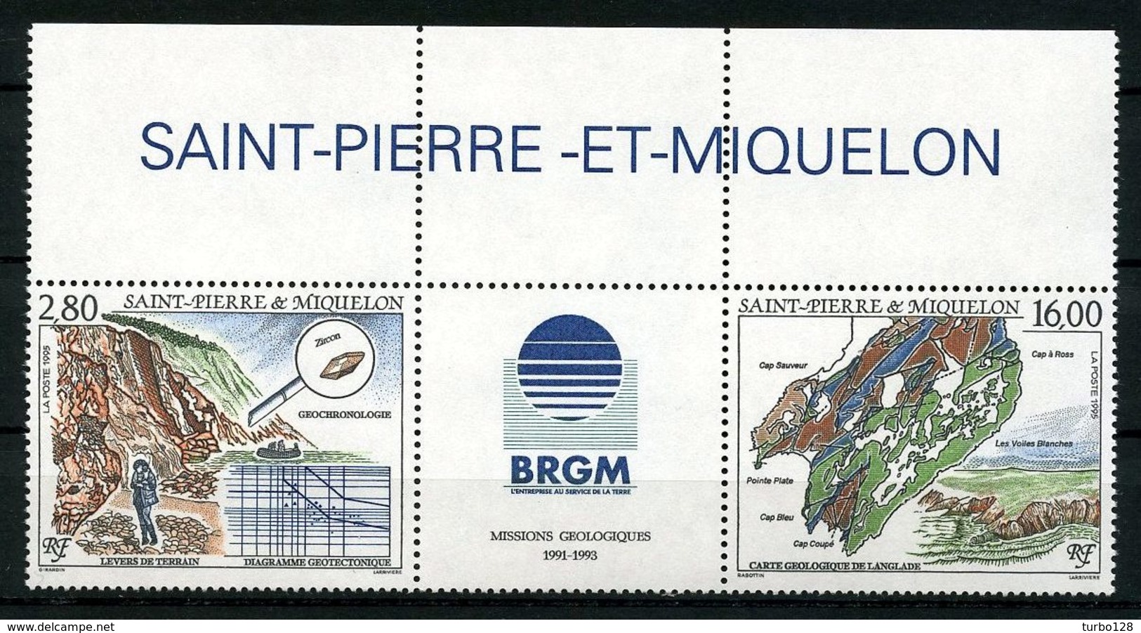 SPM MIQUELON  1995 N° 619A ** Neuf MNH Superbe C 9,20 € Missions Géologiques Minéraux Minérals Zircon ïles Carte - Neufs