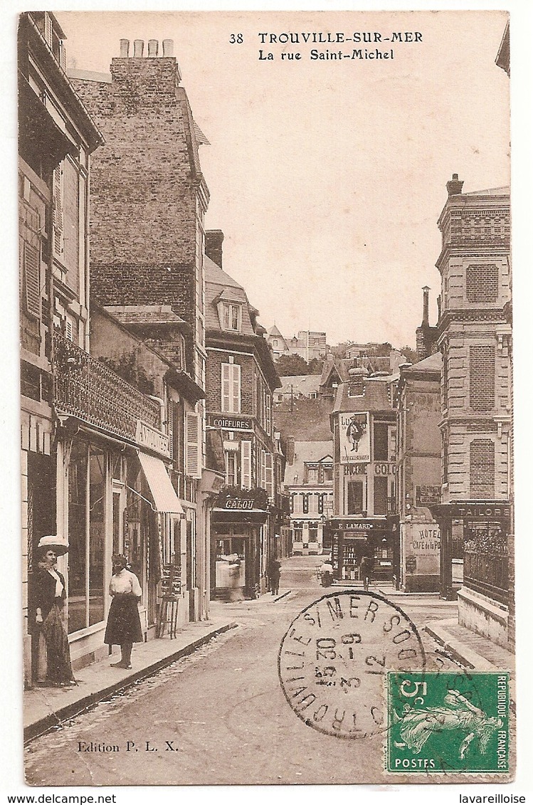 CPA 14 TROUVILLE LA RUE SAINT MICHEL COMMERCES ANIMEE TRES RARE BELLE CARTE !! - Trouville