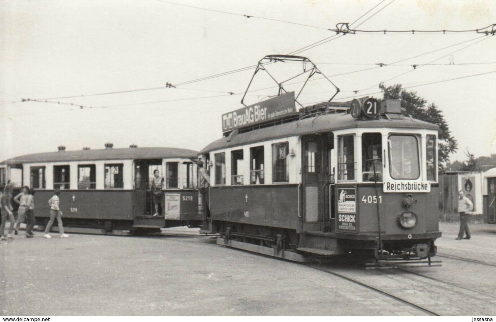 Foto-AK - Strassenbahn Linie 21 - Wien II - Haltestelle STADION 1971 - Tramways