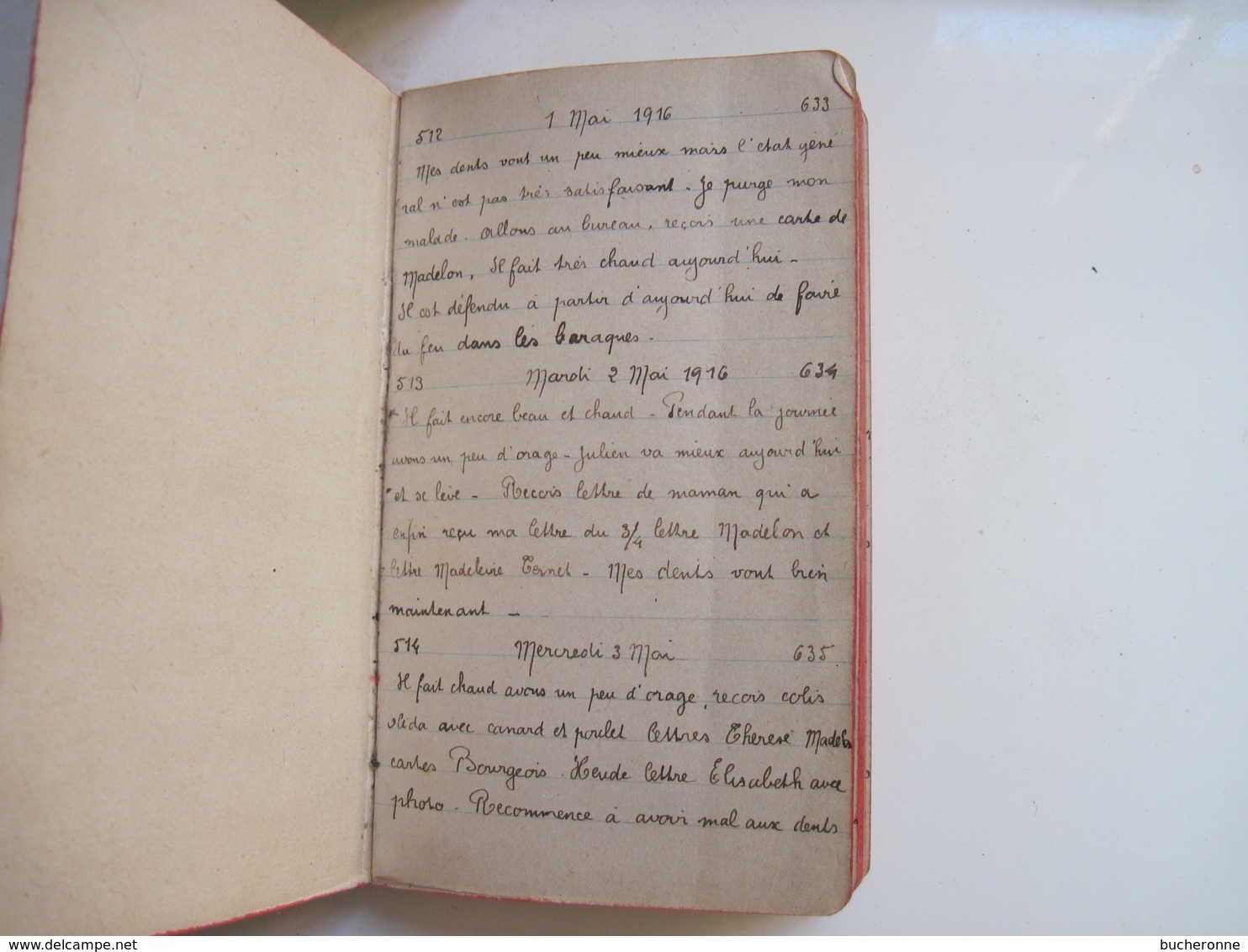 récit d'une vie d'un militaire adjudant en Allemagne au camps de Giessen  1916 1917 ? sur agenda