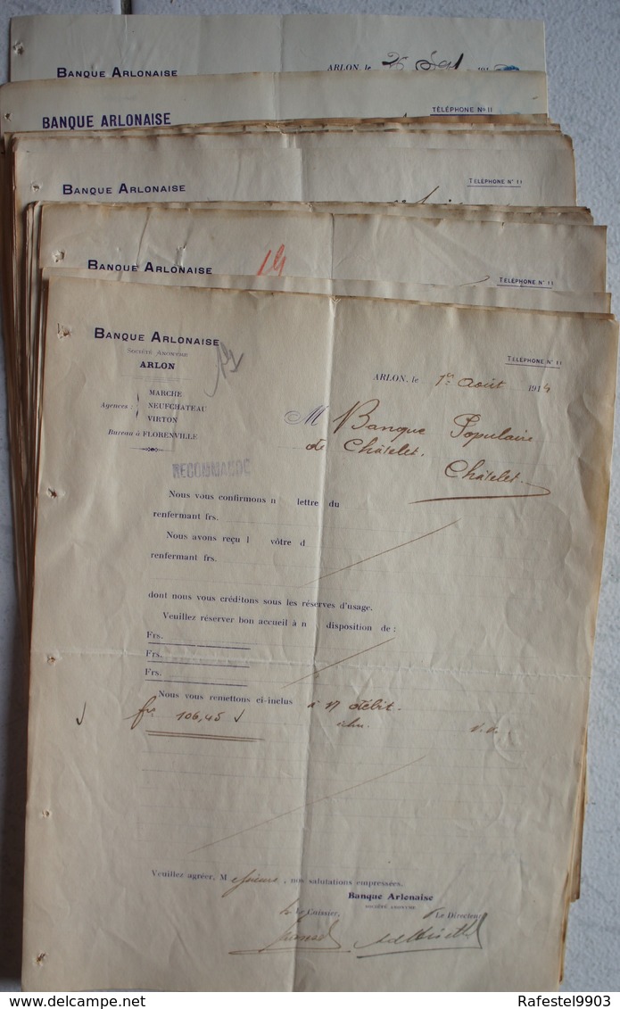 ARLON Documents X20  Banque Arlonaise 1914 1917 WW1 Ardenne Gaume Luxembourg - 1900 – 1949