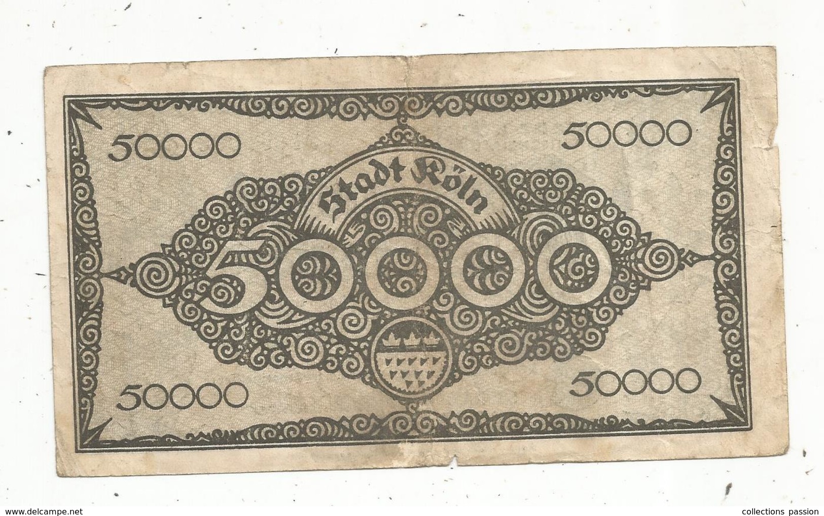 Billet ,Allemagne , 50000 Mark , STADT KÖLN ,  1923,2 Scans ,  Frais Fr 1.55 E - Zonder Classificatie