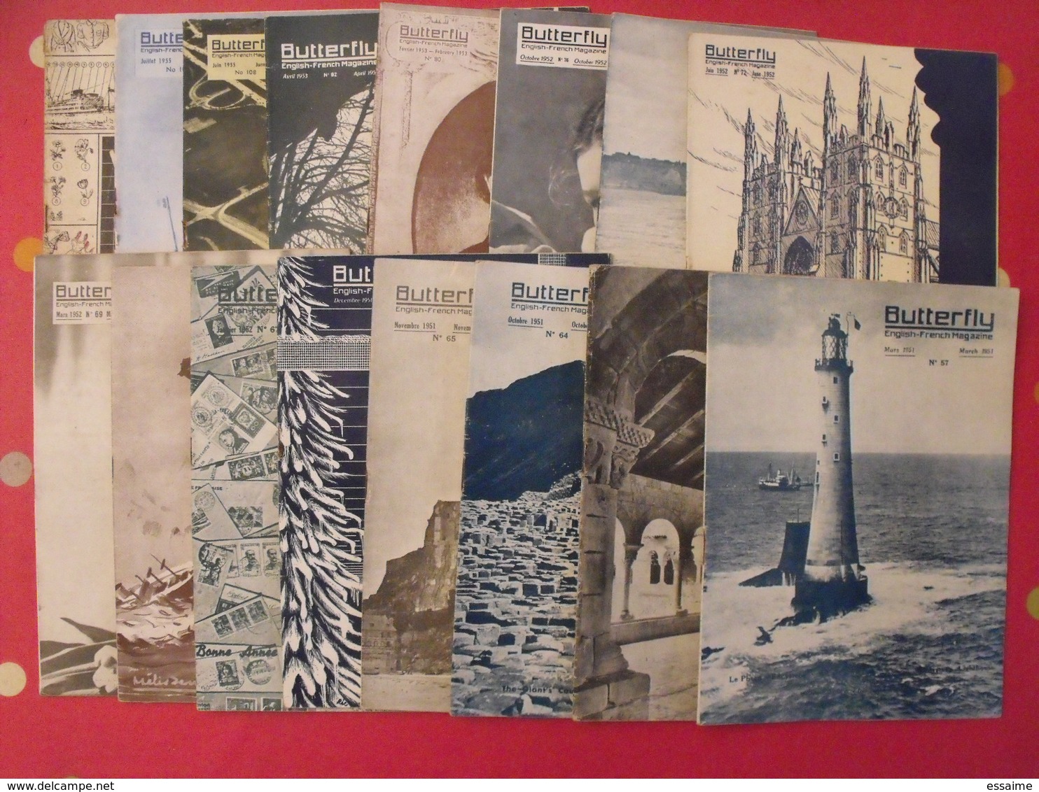16 Revues Butterfly, English-French Magazine. Revue Pédagogique1951-1955 - Pädagogik