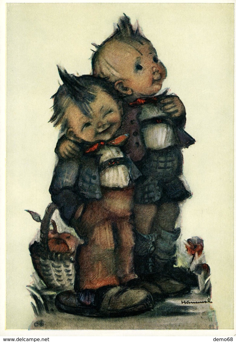 Illustrateur HUMMEL Fantaisie Enfant Panier  Couple De Copains - Hummel