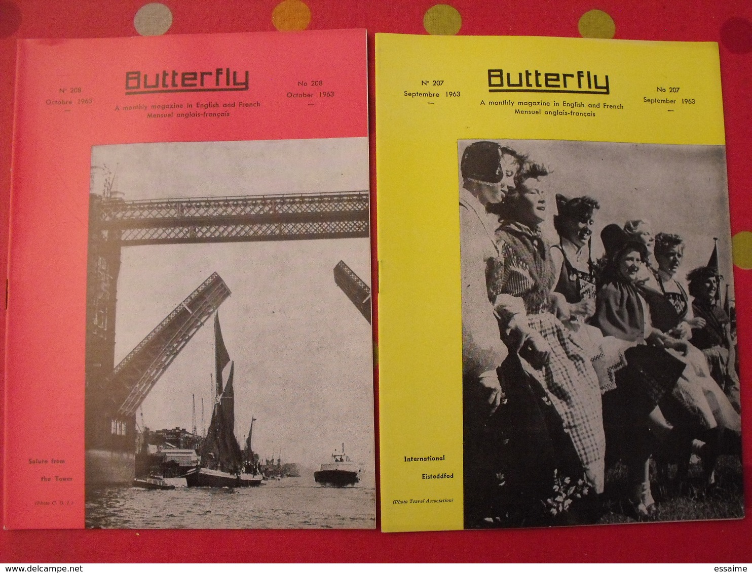 16 revues butterfly, English-French Magazine. revue pédagogique1962-1974