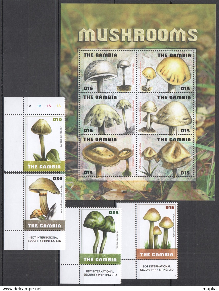 R1428 GAMBIA NATURE FLORA MUSHROOMS 1SET+1KB MNH - Funghi