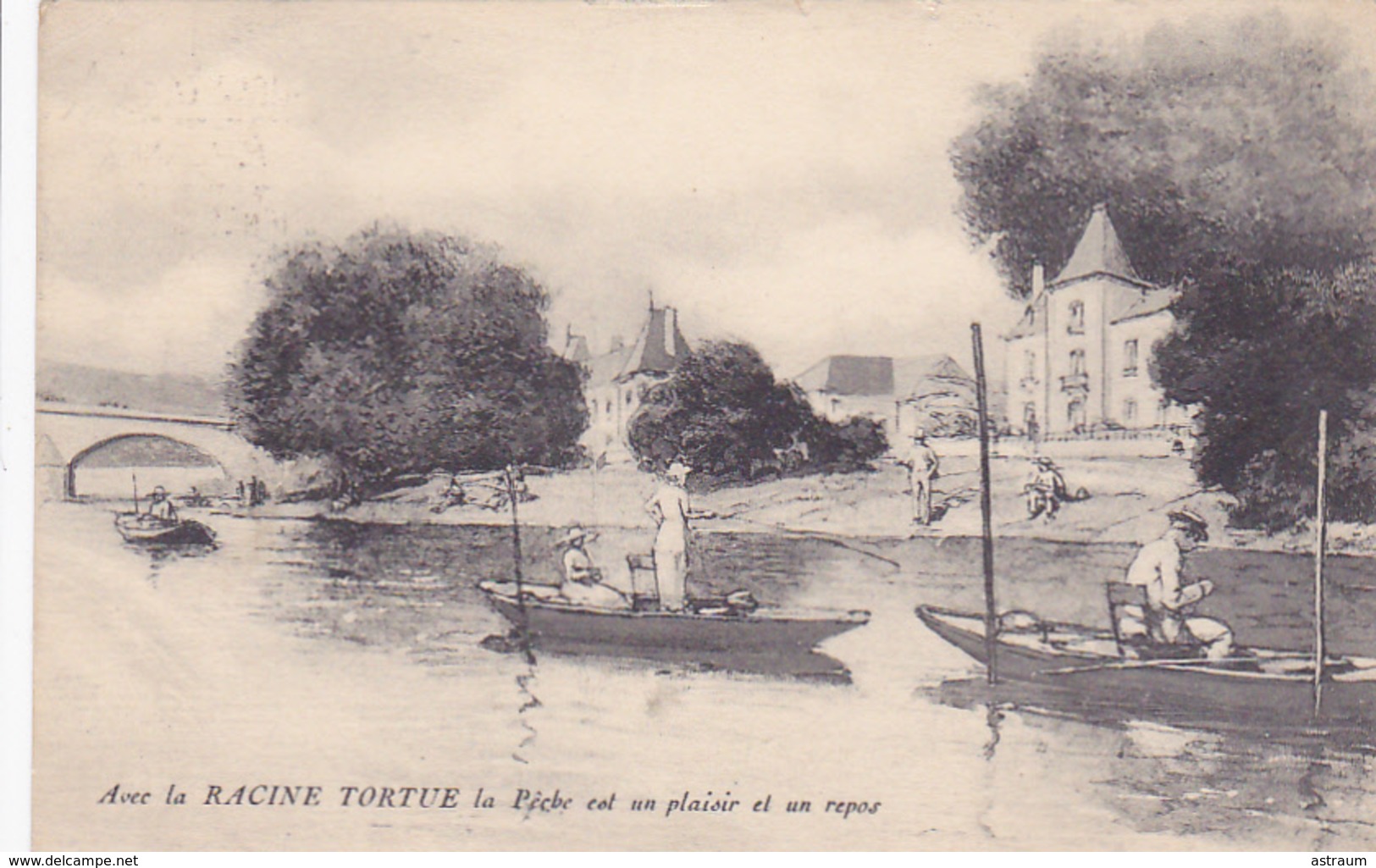 Cpa -Publicité Ancienne Article De Peche "avec La Racine Tortue....." - Reclame