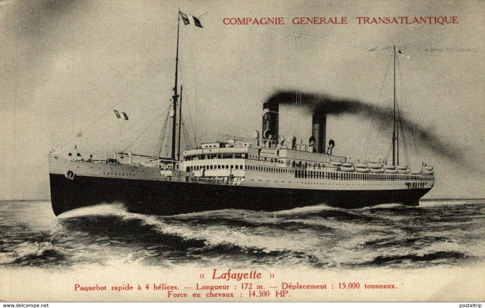 COMPAGNIE GENERALE TRANSATLANTIQUE LAFAYETTE - Paquebote