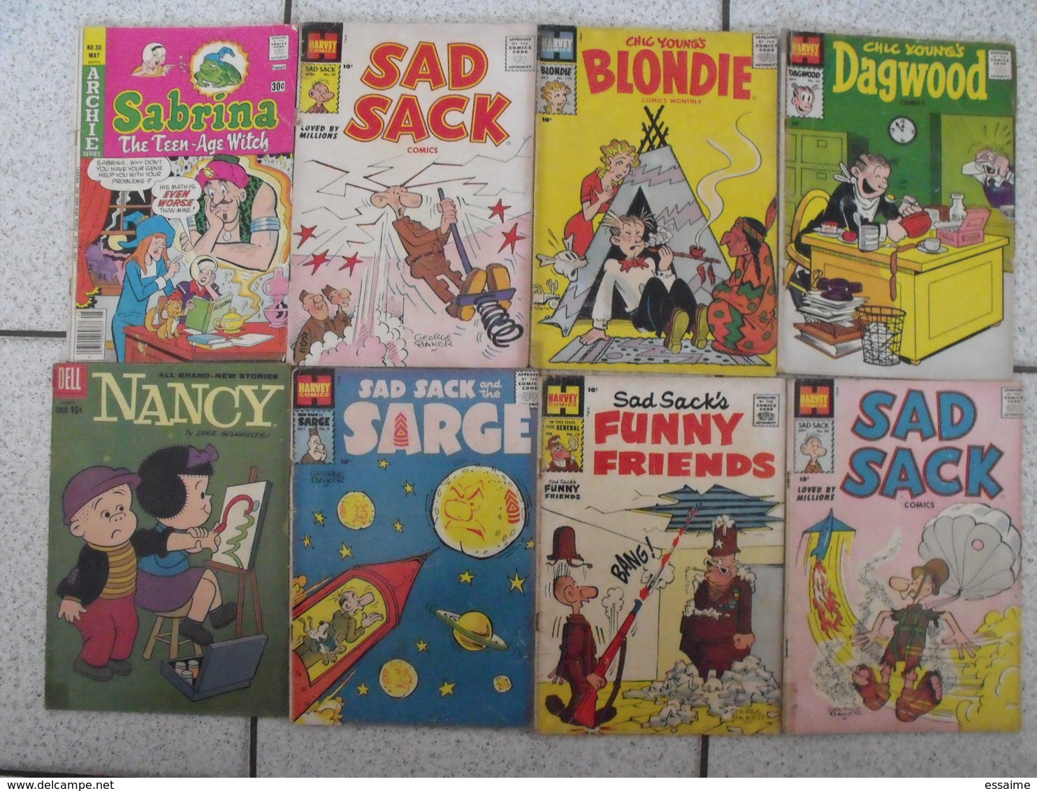 Lot De 8 Bandes Dessinées En Anglais. 1958, 1959, 1977. Hrvey Comics, Dell, Sad Sack Nancy Blondie Dagwood Peanuts - Autres Éditeurs