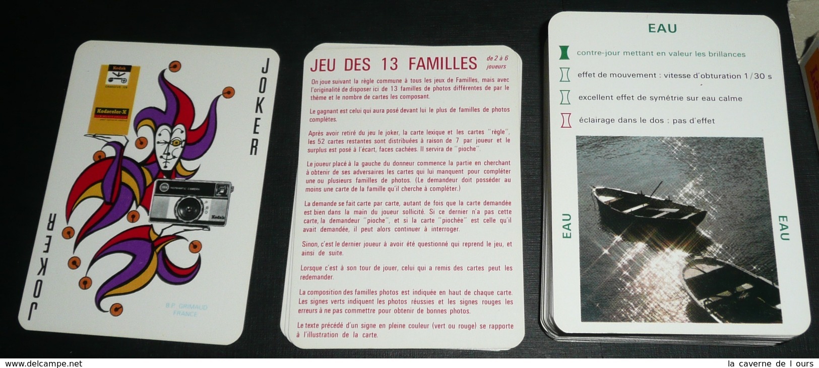 Rare Jeu De 56 Cartes, 2 Jeux En 1 Le Rami Et Des 13 Familles, Appareils KODAK Films, Les Règles D'or De La Photo, Joker - Autres & Non Classés