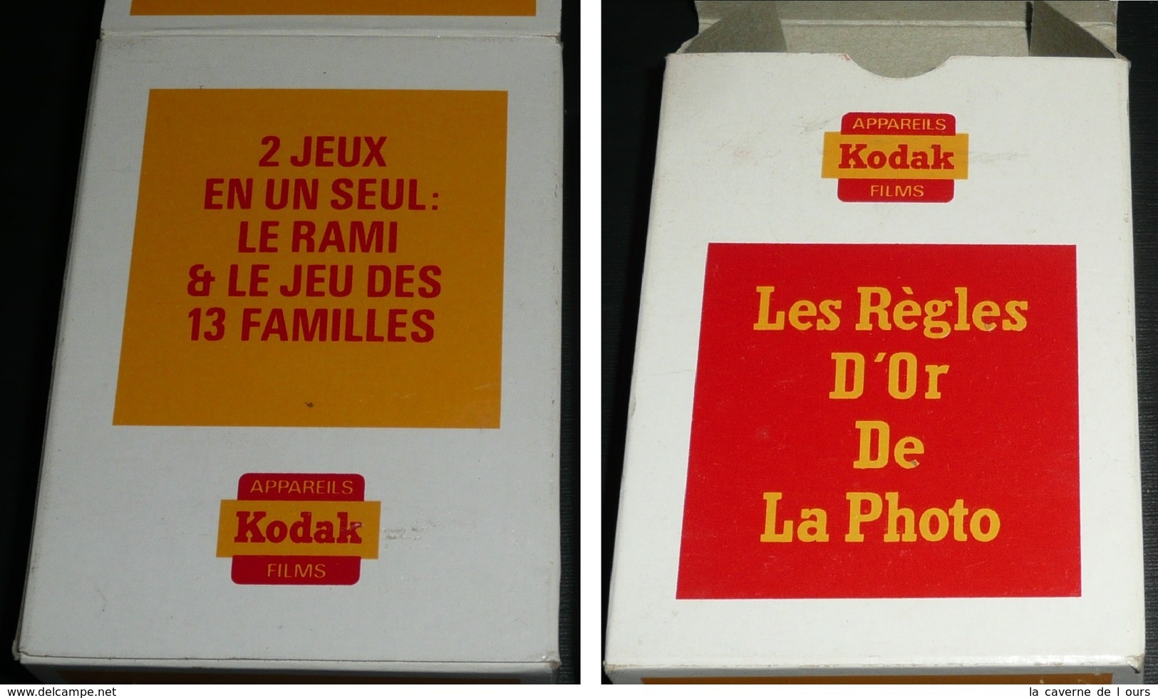 Rare Jeu De 56 Cartes, 2 Jeux En 1 Le Rami Et Des 13 Familles, Appareils KODAK Films, Les Règles D'or De La Photo, Joker - Autres & Non Classés