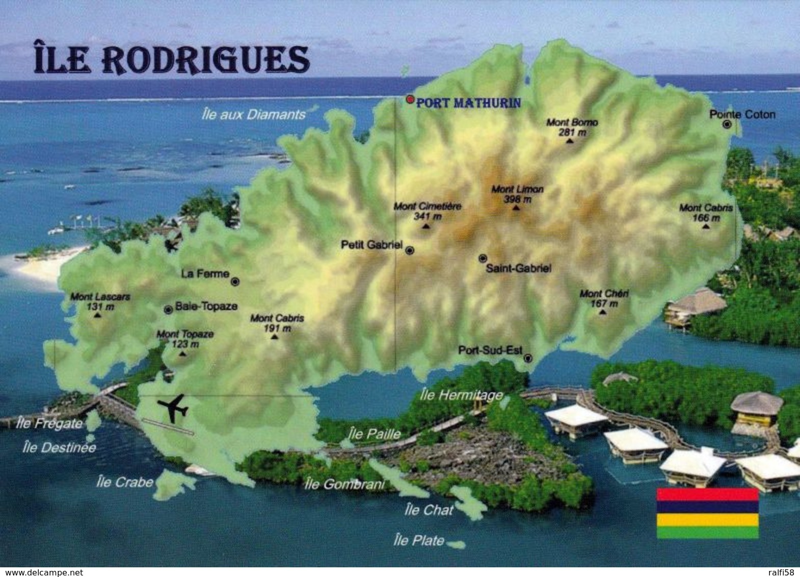 1 Map Of Mauritius * 1 Ansichtskarte Mit Der Landkarte Von Der Insel Rodrigues - Diese Insel Gehört Zu Mauritus * - Landkarten