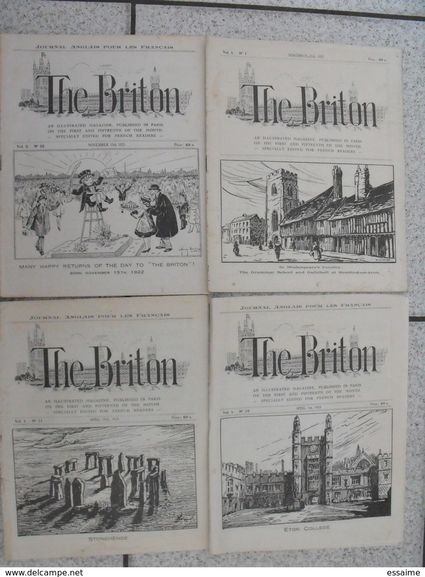 Lot De 4 Revues Pédagogiques The Briton. N° 1,10,11,25. 1922-1923. Journal Anglais Pour Les Français - Pédagogie