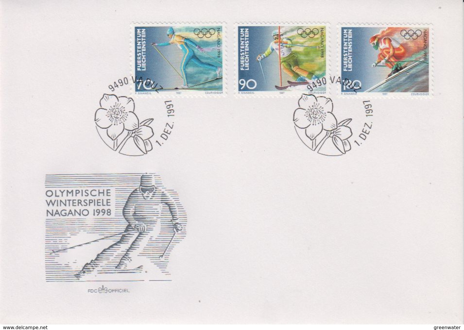 Liechtenstein 1997 Olympic Wintergames Nagano 3v FDC (43867) - FDC