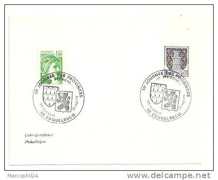 BLASON = 59 ESQUELBECQ 1979 = CACHET TEMPORAIRE  Illustré De 2 ARMOIRIES 'journée Des Provinces  BRETAGNE FLANDRE ' - Commemorative Postmarks