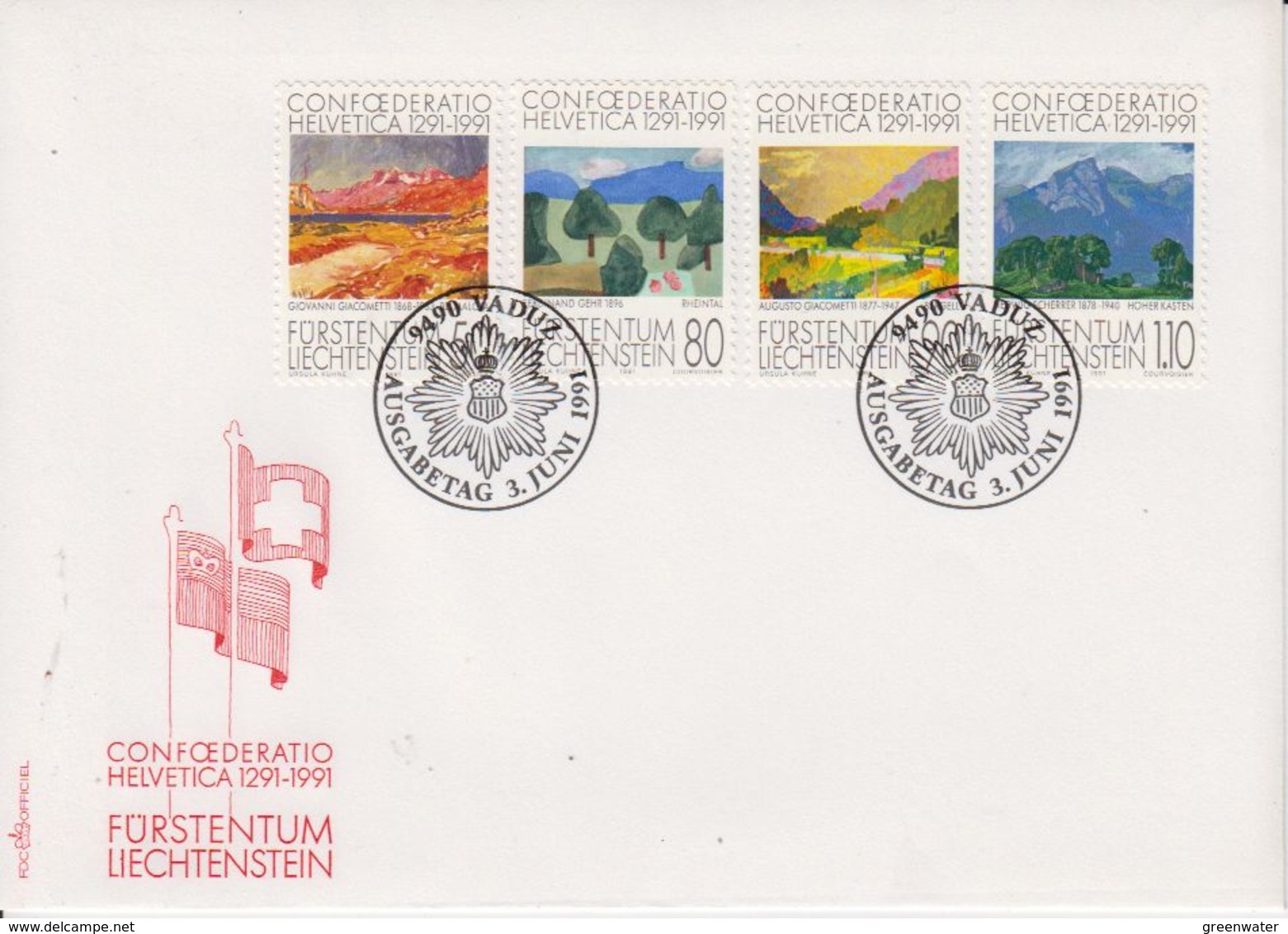 Liechtenstein 1991 Conferatio Helvetica 4v FDC (43869) - FDC