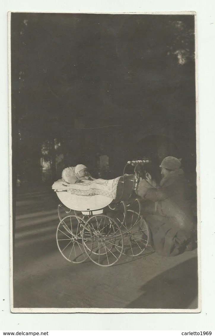 MAMMA CON NEONATO IN CAROZZINA ANNO 1925 VIAGGIATA FP - Fotografía