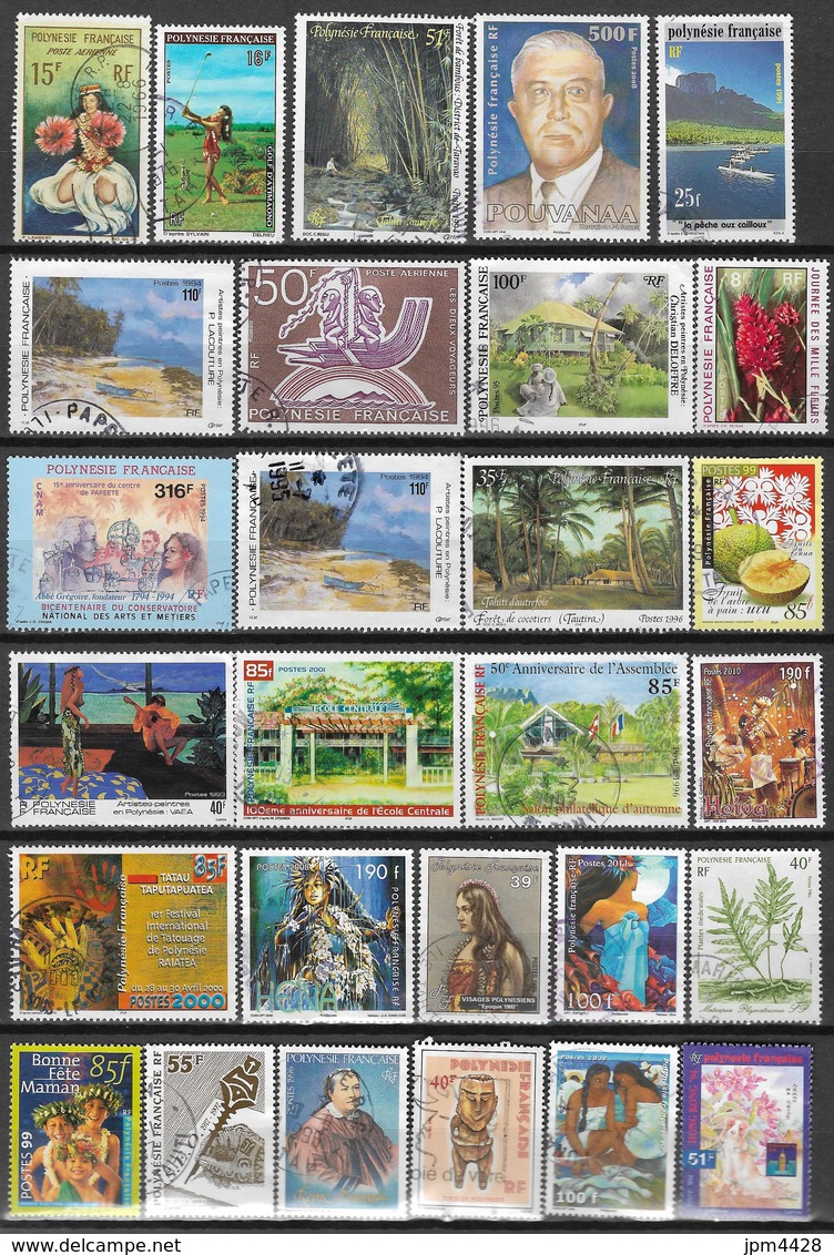 Polynésie Française Lot De 85 Timbres Poste Oblitérés, 1 Document Obli Centre Philatélique, Bon Lot - Départ Petit Prix - Collections, Lots & Séries