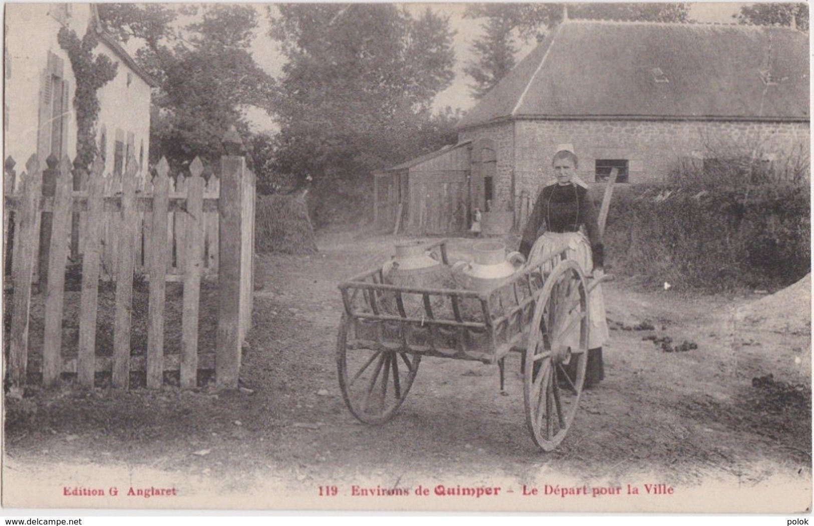 Bv - Cpa Environs De QUIMPER - Le Départ Pour La Ville (Laitière) - Quimper