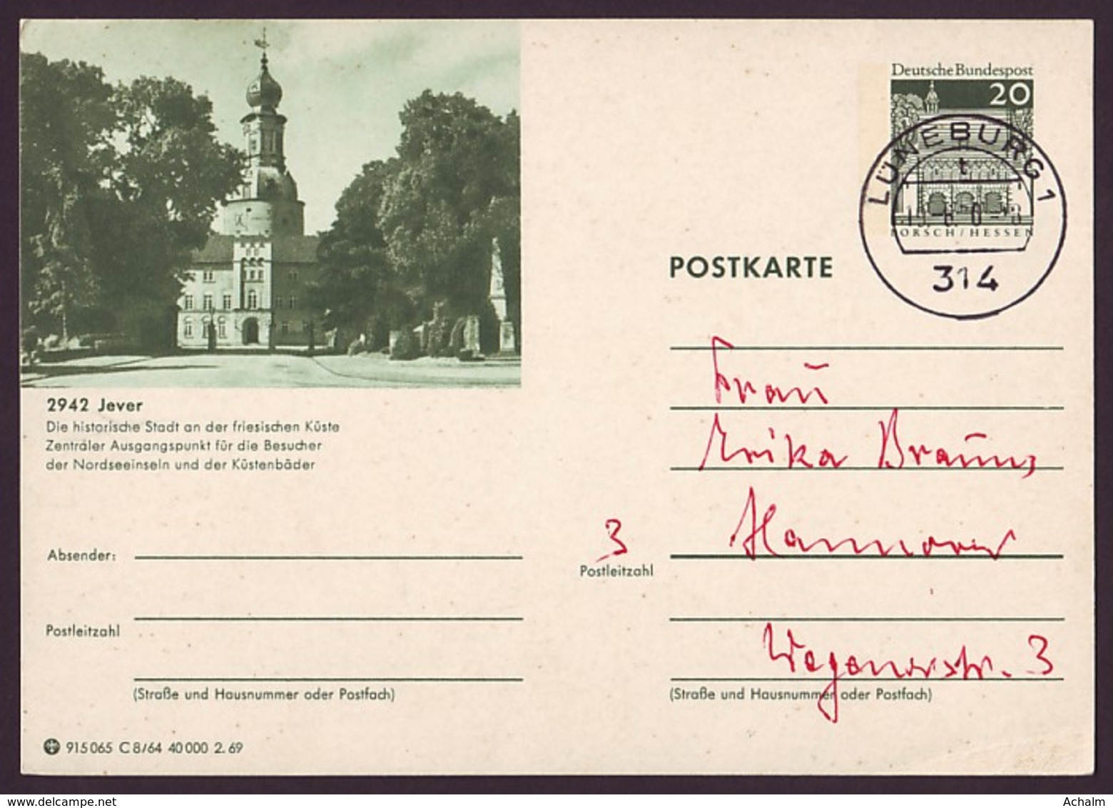 Germany-BRD - Bildpostkarte Von 1969 - P 99 C 08/64 - Gebraucht - Jever (P99) - Cartes Postales Illustrées - Oblitérées