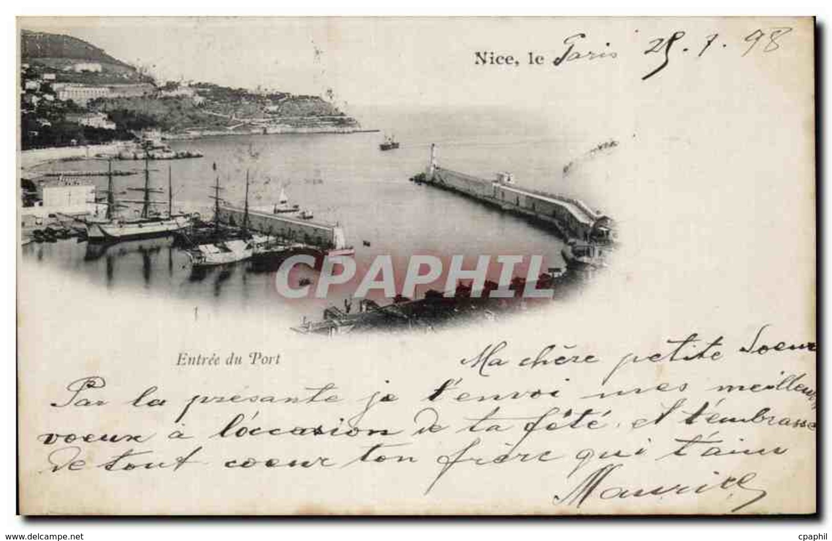 CPA Nice Entree Du Port Carte 1898 Bateau - Transport (sea) - Harbour