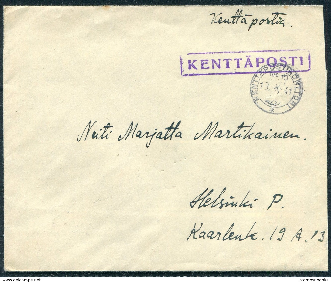 1941 Finland Kenttapostia Faltpost Cover + Letter - Covers & Documents