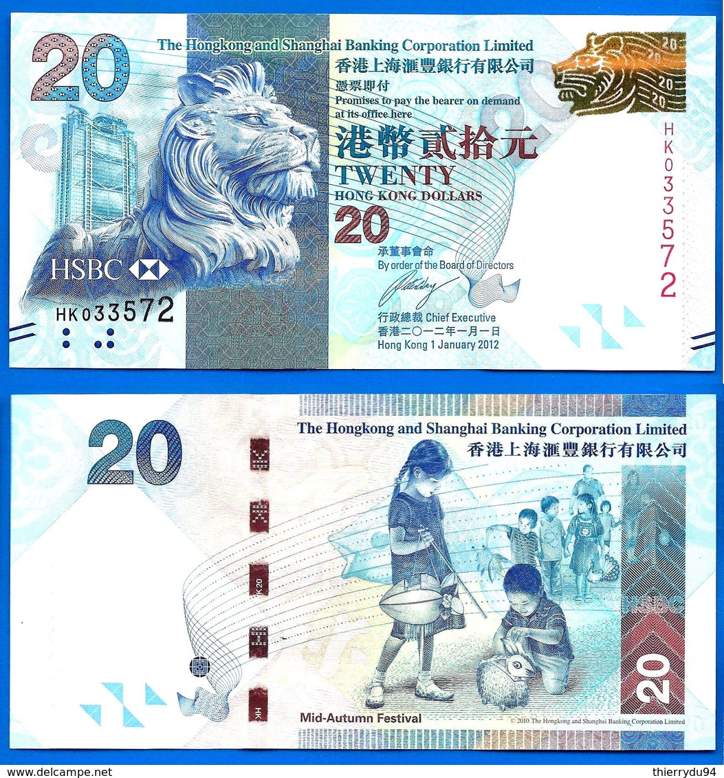 Hong Kong 20 Dollars 2012 NEUF UNC HSBC Lion Enfant Children Asie Asia Dollar Paypal Bitcoin OK - Hong Kong