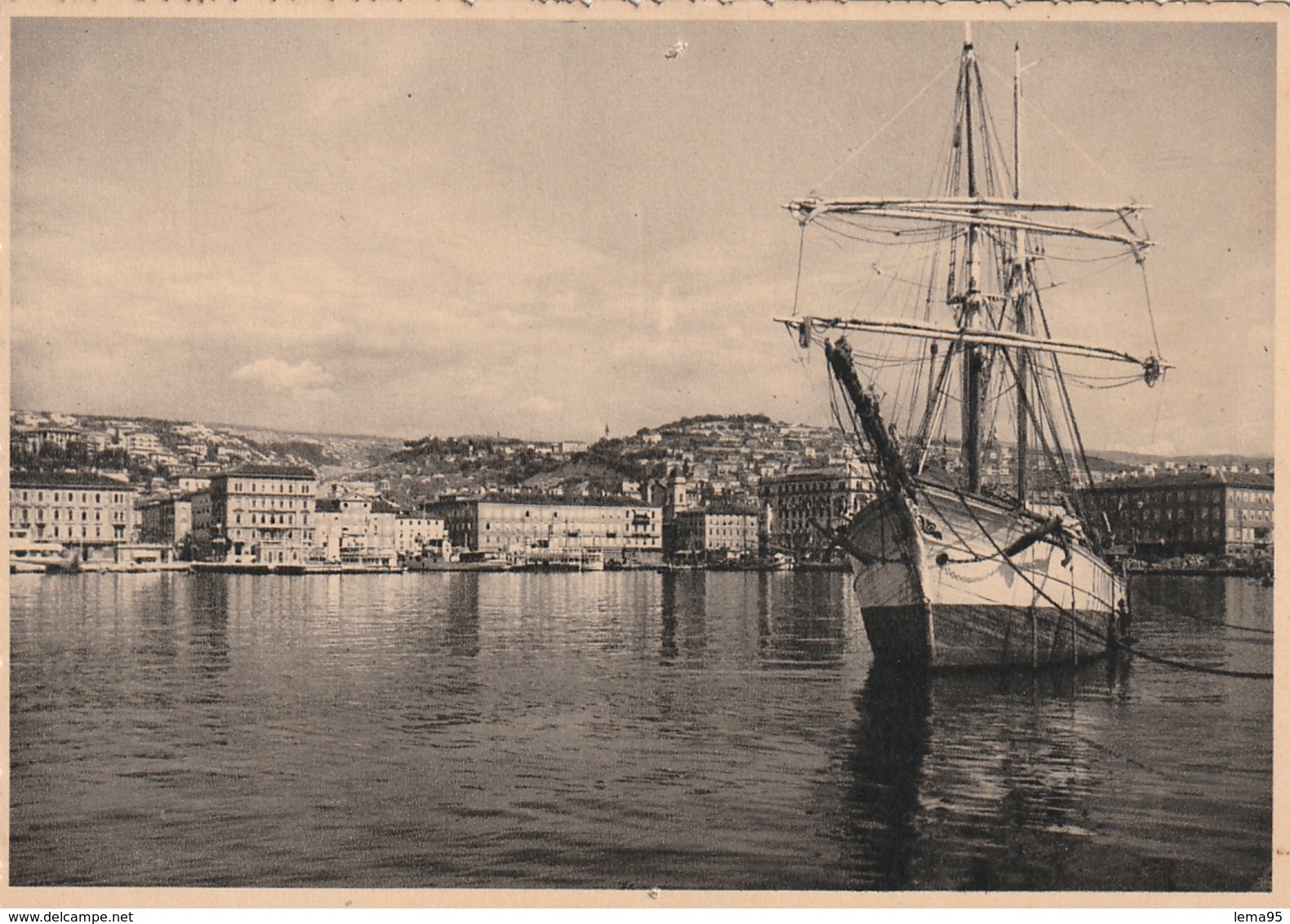 ISTRIA FIUME VEDUTA D'EPOCA VELIERO IN PORTO - Jugoslavia