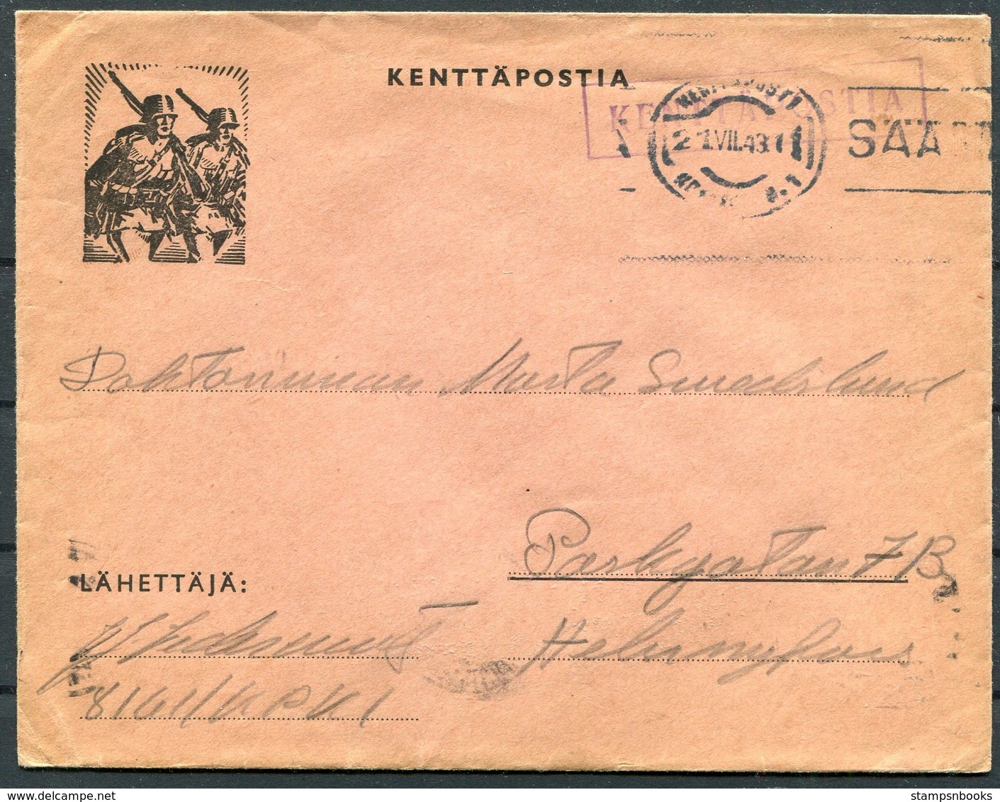 1943 Finland Kenttapostia Faltpost Cover - Covers & Documents
