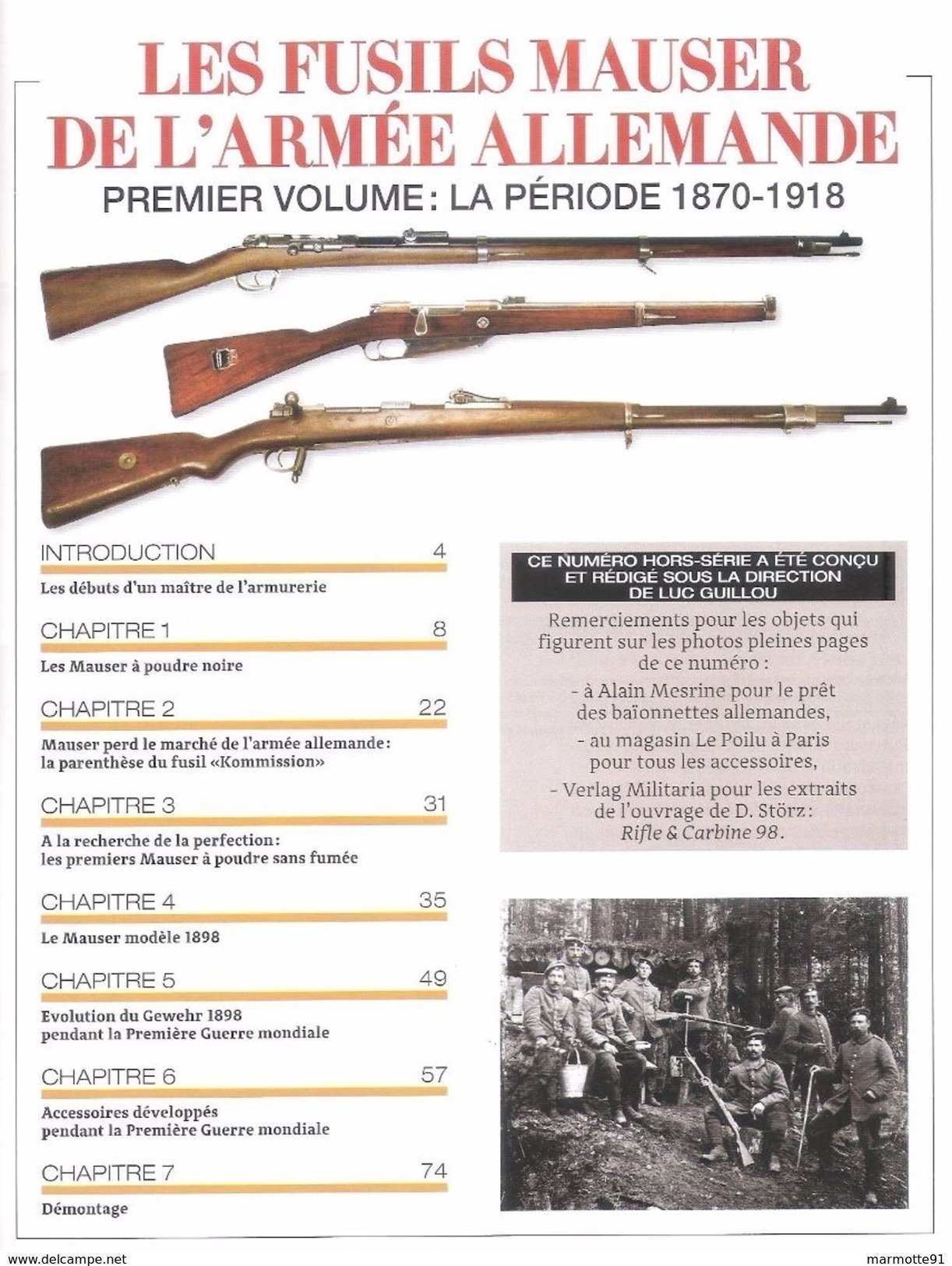 LES FUSILS MAUSER 1870 1918 ARME ALLEMANDE GUERRE GEWEHR 98 GAZETTE HORS SERIE N° 22 - 1914-18