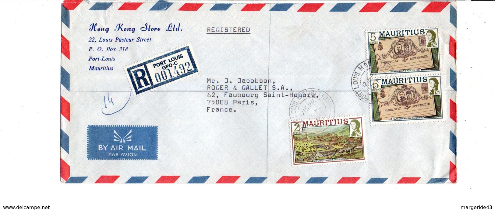 MAURICE AFFRANCHISSEMENT COMPOSE SUR LETTRE RECOMMANDEE POUR LA FRANCE 1982 - Maurice (1968-...)