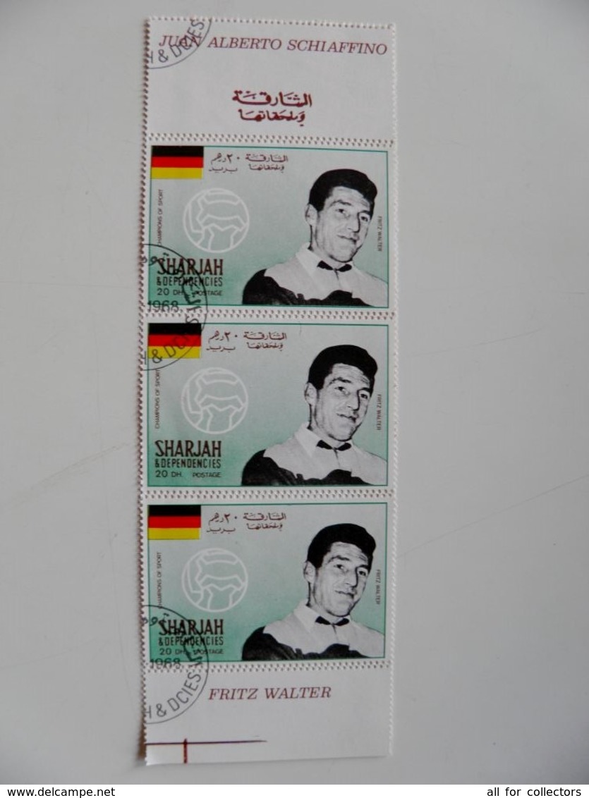 RARE! Printing ERROR! Double Perforation, UAE Sharjah Germany Football Soccer Player Fritz Walter Champions Of Sport - Sharjah