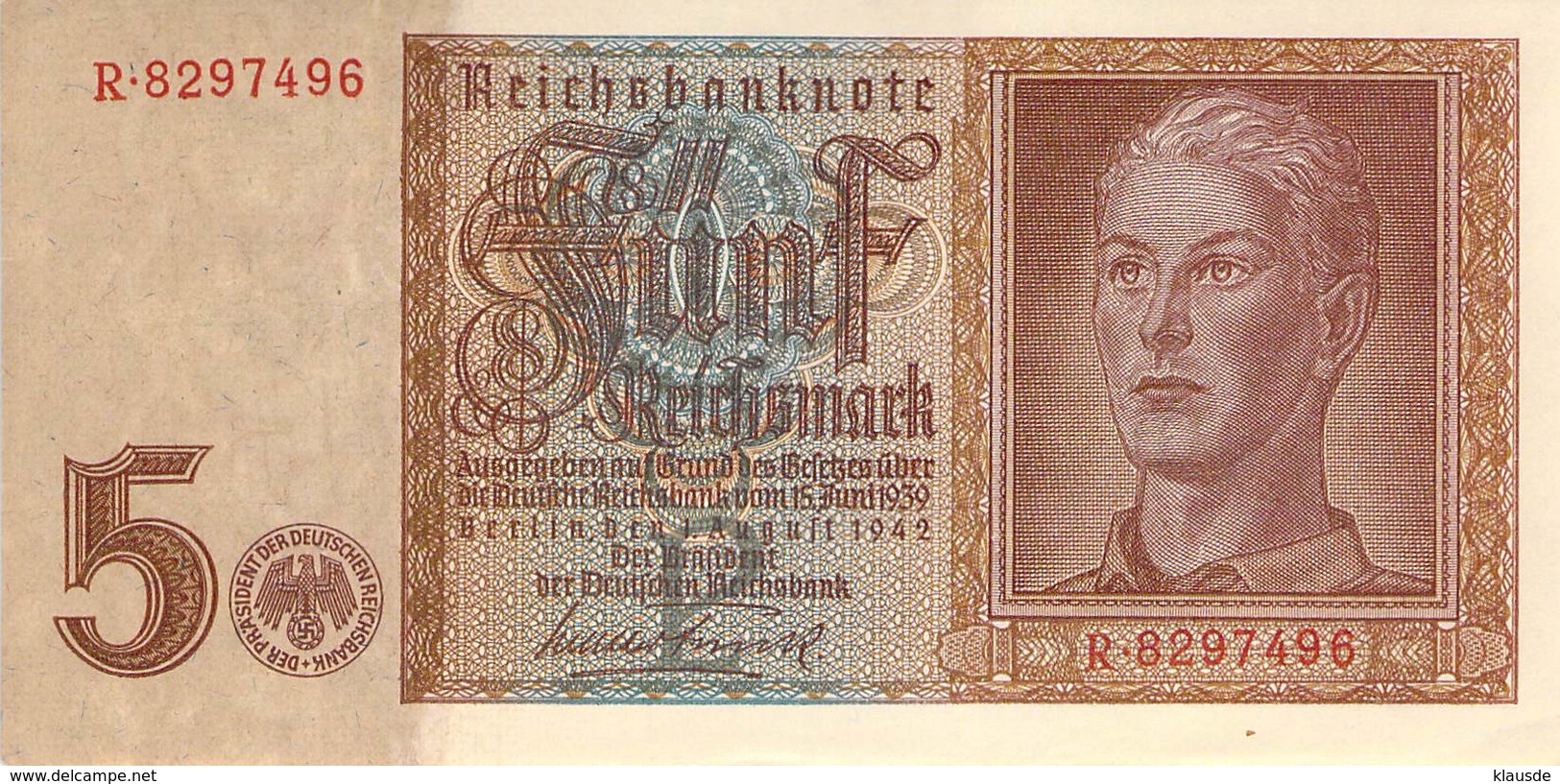 5 Reichsmark  UNC (I) 1942 - 50 Reichsmark
